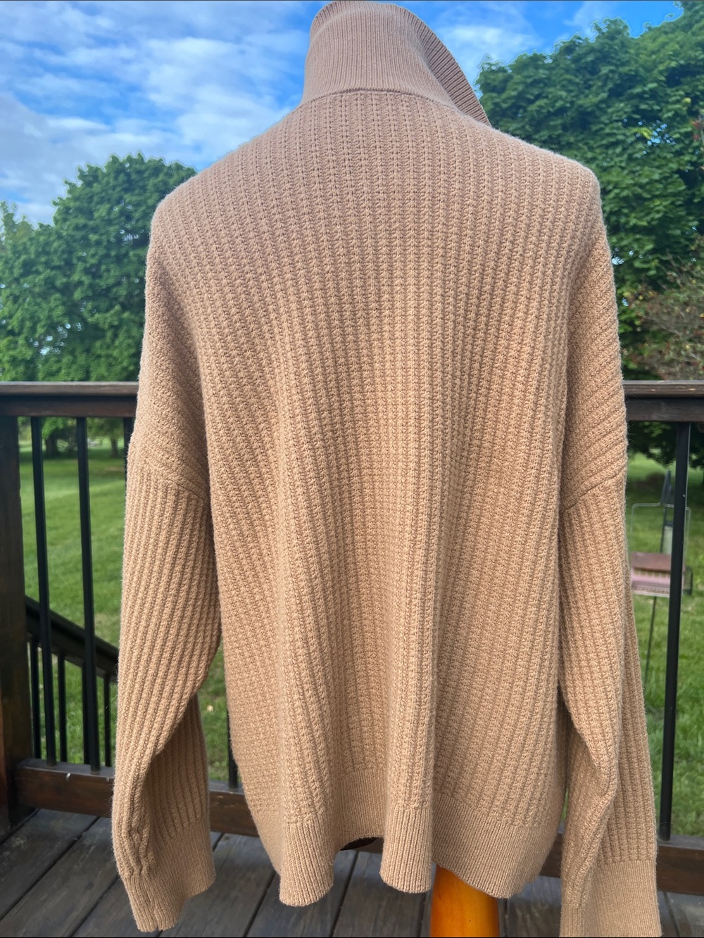 Time and Tru Ribbed Button-Front Sweater - Camel - Picture 5 of 12